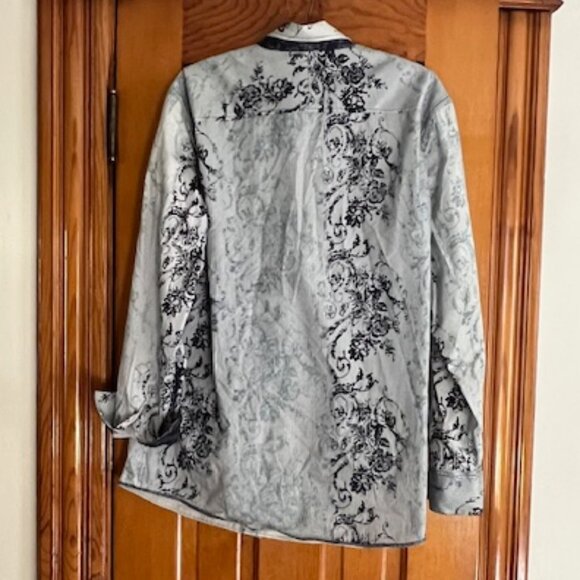 Johnston & Murphy Western Style Snap Button Slim Fit Shirt Woman's Size Large - Picture 4 of 8